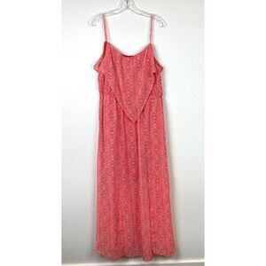 GNW NWT Flowy Maxi Dress Size XL Orange Spaghetti Strap Elastic Waist Flounce
